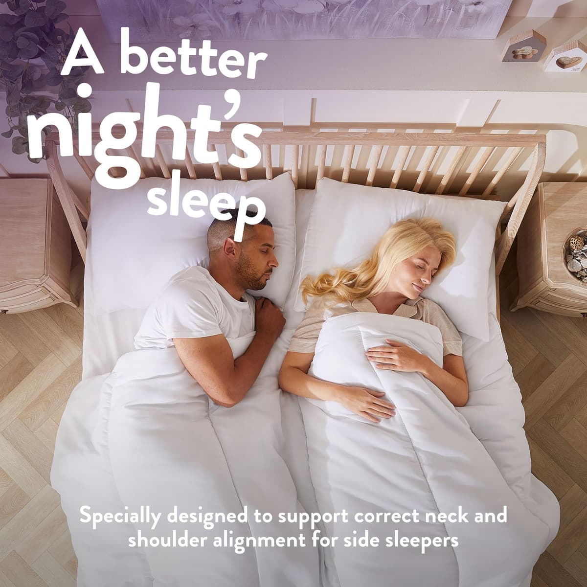 Slumberdown Super Support Pillows 2 Pack - Firm & Supportive Pillow for Side Sleepers, Reduces Neck & Shoulder Pain | Foam Block, UK-Made, Non-Allergenic & Washable (48 x 74cm) — view 2