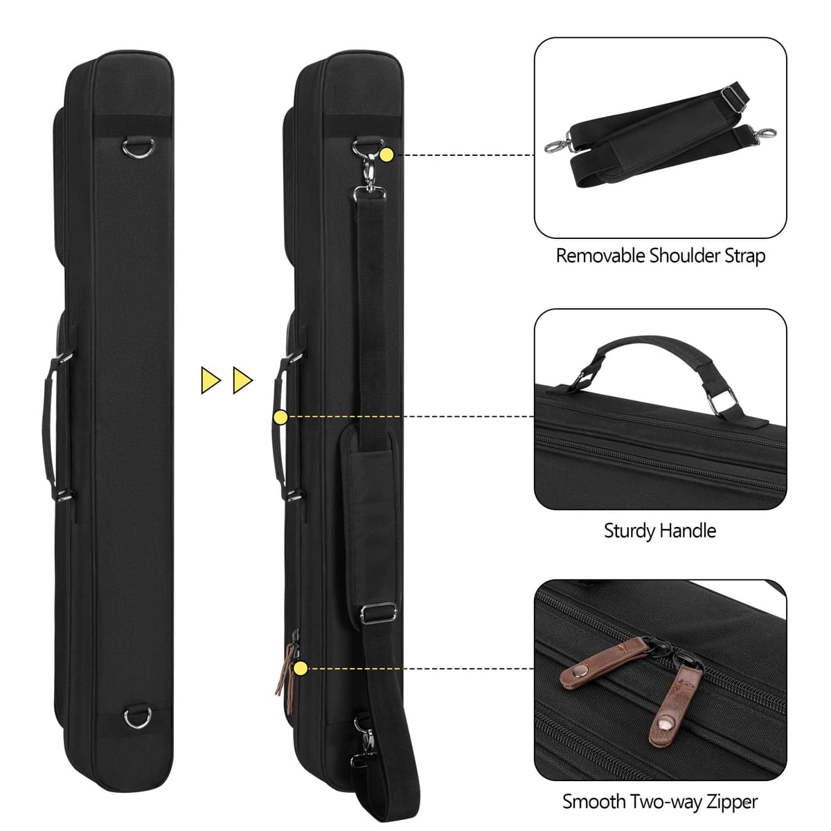 Rexmica Funda para Tacos de Billar, Bolsa de Transporte para Tacos de Billar con asa y Correa de Hombro Desmontable, Bolsa para Tacos de Billar con — view 4