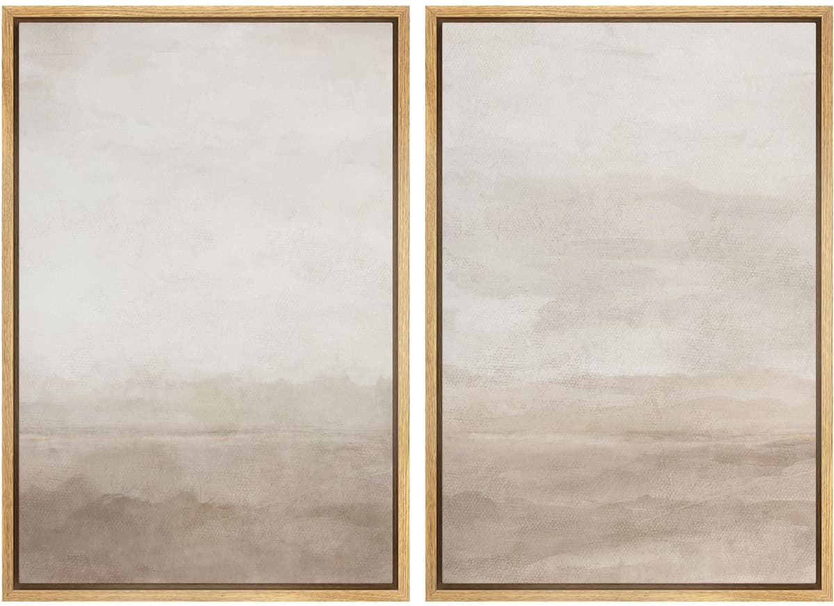 SIGNWIN Framed Canvas Print Wall Art Abstract Wave Pattern Modern Art Minimalist Neutral Decor for Living Room, Bedroom, Office - 16"x24"x2 Natural