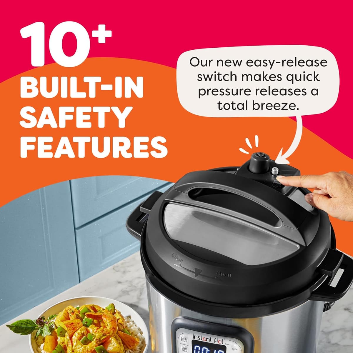 Instant Pot Duo 7-in-1 Electric Pressure Cooker, Slow Cooker, Rice Cooker, Steamer, Saute, Yogurt Maker, Warmer & Sterilizer, Includes App With Over 800 Recipes, Stainless Steel, 6 Quart 6 Quarts Instant Pot — view 4