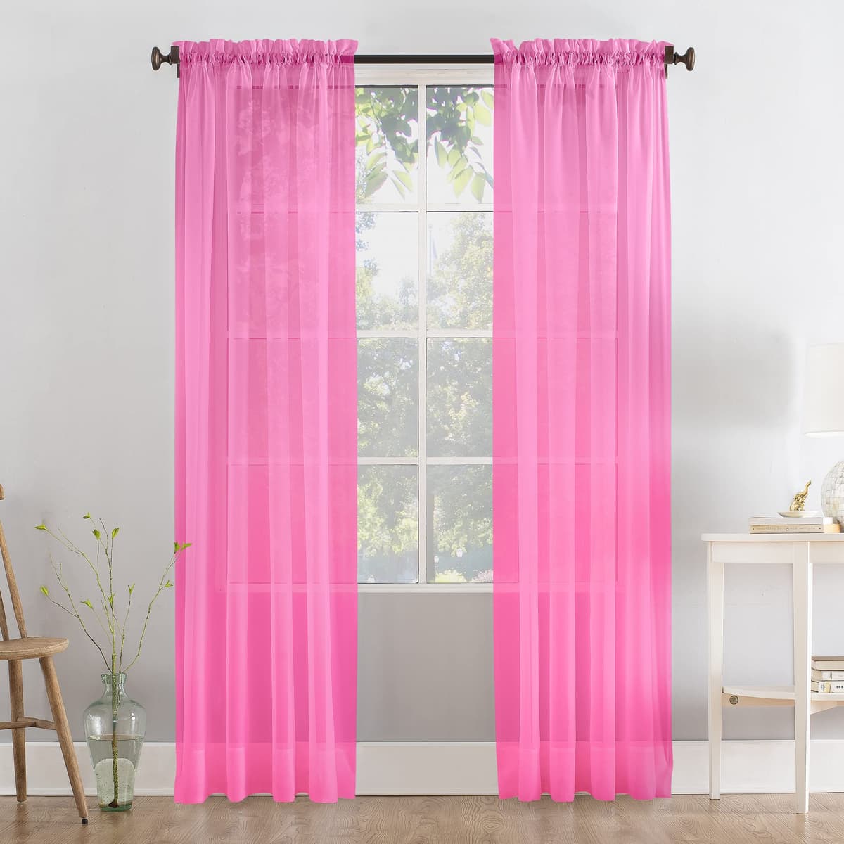Megachest a pair of slot top voile curtains (Pure White, 56" wideX81 drop 2 Panels) — view 13