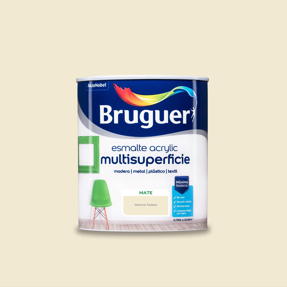 Bruguer Acrylic Multisuperficie Esmalte al agua Satinado - Pintura 750 mL, Blanco Permanente — view 32