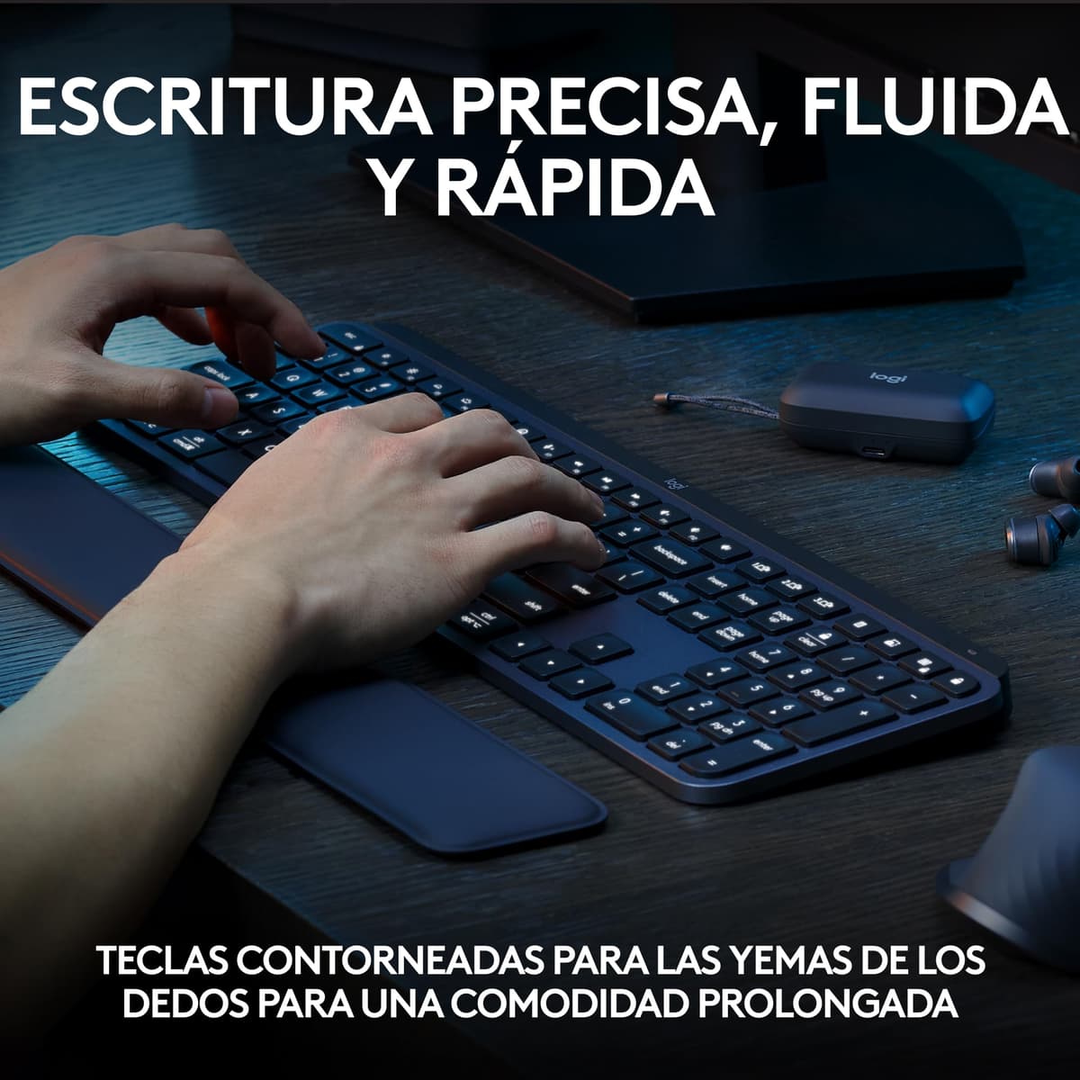Logitech MX Keys S Wireless Keyboard, Low Profile, Precise Silent Writing, Programmable Keys, Lighting, Bluetooth, USB C Char — view 2