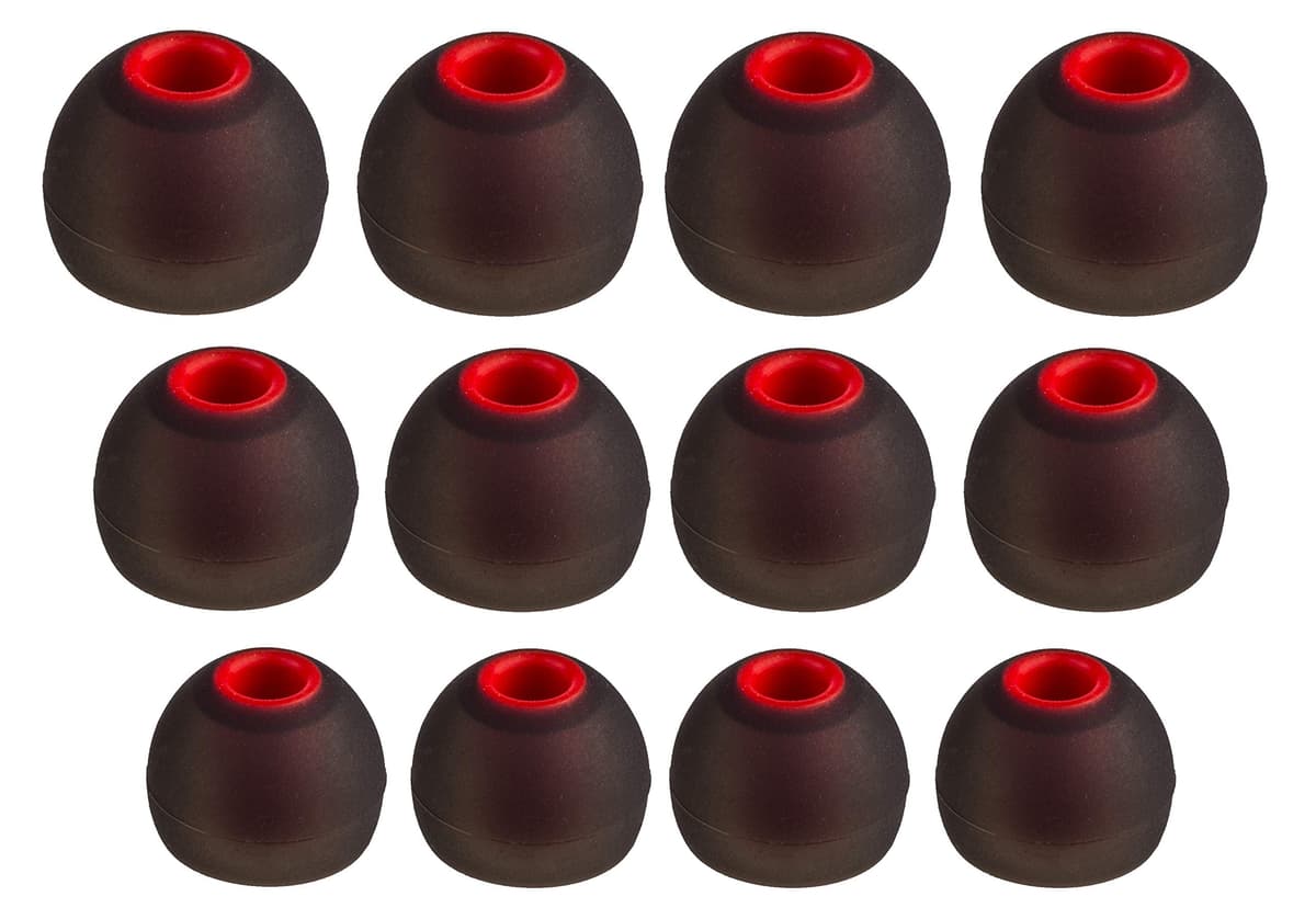 XCESSOR (S/M/L) 6 Pares (12 Piezas) de Reemplazo de Silicona en Auriculares intrauditivos Auriculares de tamaño S/M/L. Reemplazo de Auriculares para Auriculares Populares intrauditivos. Negro/Rojo