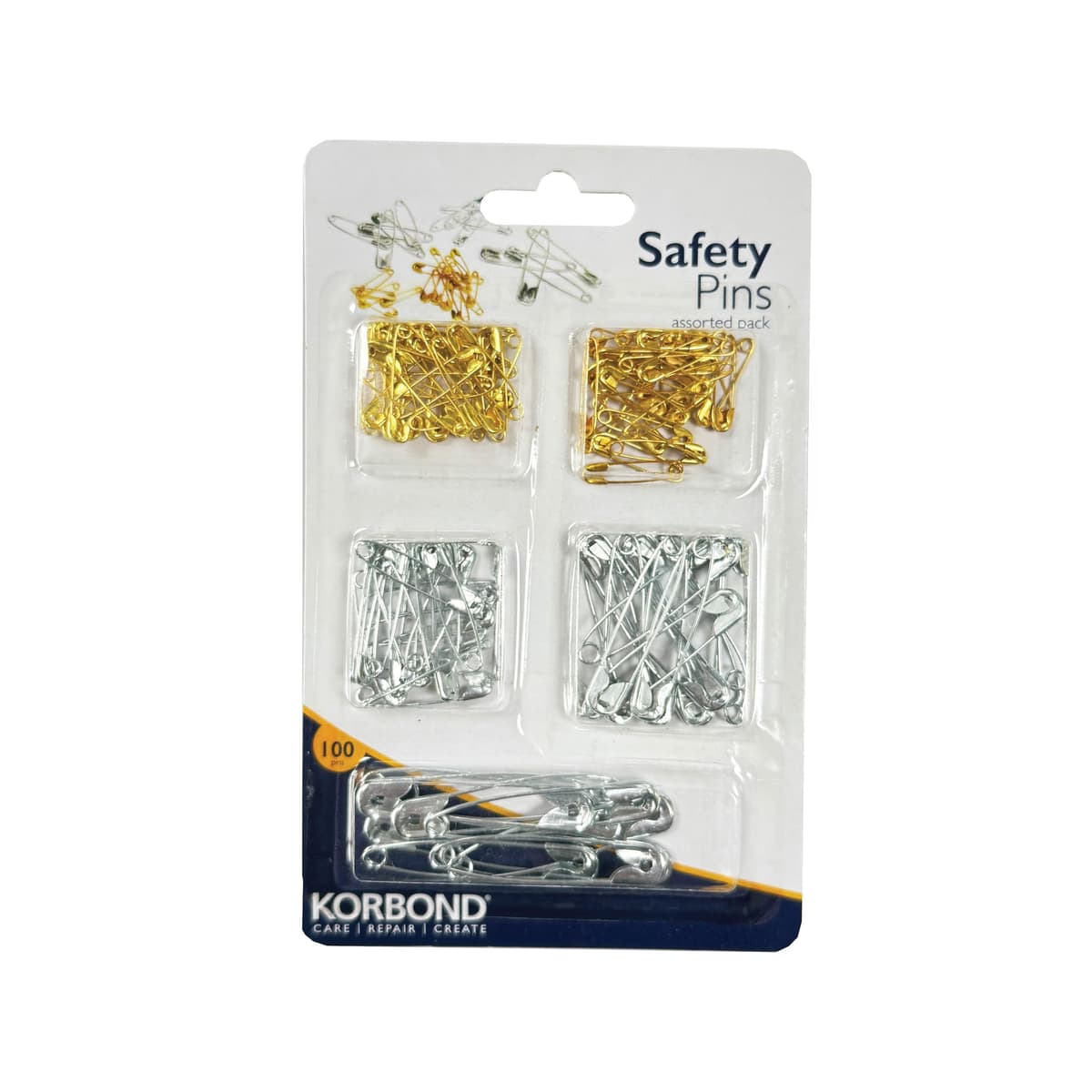 Korbond Silver Safety Pins - 50 Pieces; Professional Grade, Sharp Point, Heavy Duty, Nickel – Crafting, Sewing, Pinning, Fabrics, Saree, Sari; 3 Sizes: Small 20x27mm, Medium 20x38mm, Large 10x45mm — view 8
