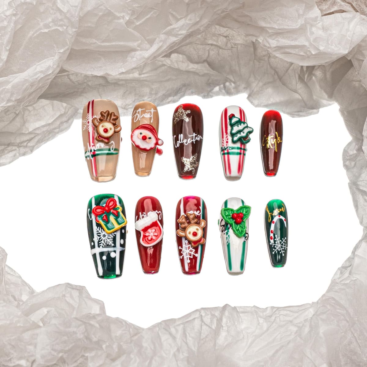 Sun&Beam Nails Handmade Press On Nail Long Coffin Ballerina Pink Flower Acrylic Fake Tip 3D Design Art Charms Cute with Storage Box 10 Pcs (S) — view 188