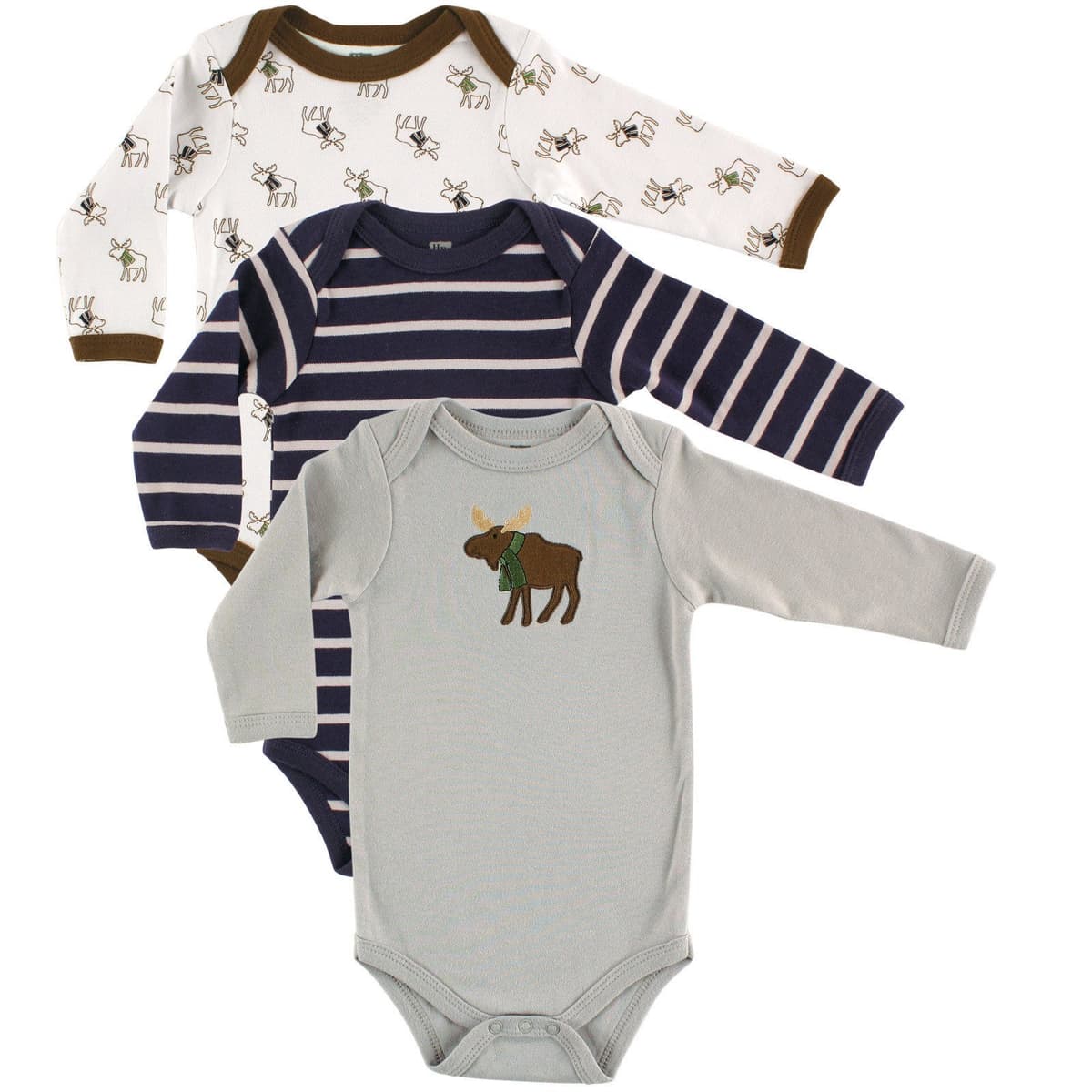 Hudson Baby unisex-baby Cotton Long-sleeve Bodysuits, Heather Gray, 3-6 Months — view 2