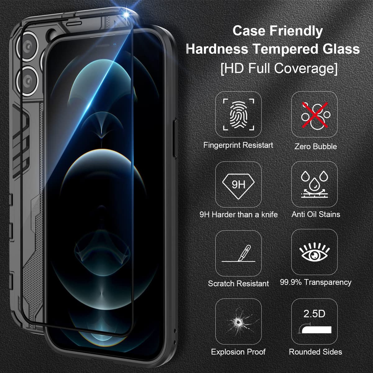 Funda para CMF Phone 2 Pro, Carcasa Antigolpes con Soporte anular metálico, Case Protectora de Grado Militar, Negro — view 1705
