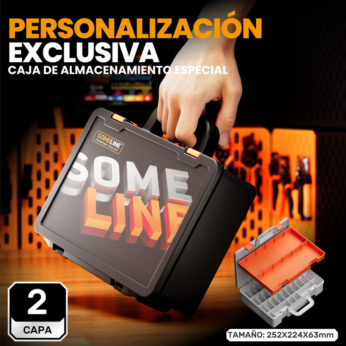 SOMELINE Kit de Crimpadora Terminales Eléctricos, 39 Tipos de Terminales Preaislados, 0,34–6 mm² Crimpadora Autoajustable de Trinquete, para Electricista, Automoción y Bricolaje — view 5