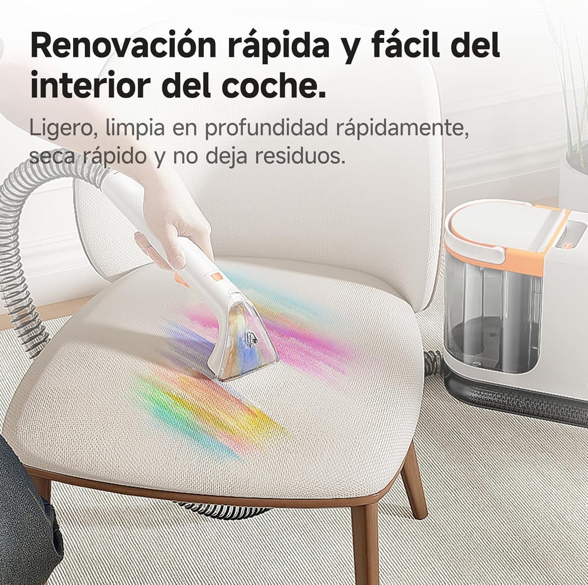Uwant Limpiador de Tapicerías y Alfombras 18kPa Potente Succión, Máquina Limpiadora Portátil con Autolimpieza, Limpiador de Manchas para Mascotas con Herramientas y Solución, para Sofá, Coche set of 1 — view 3