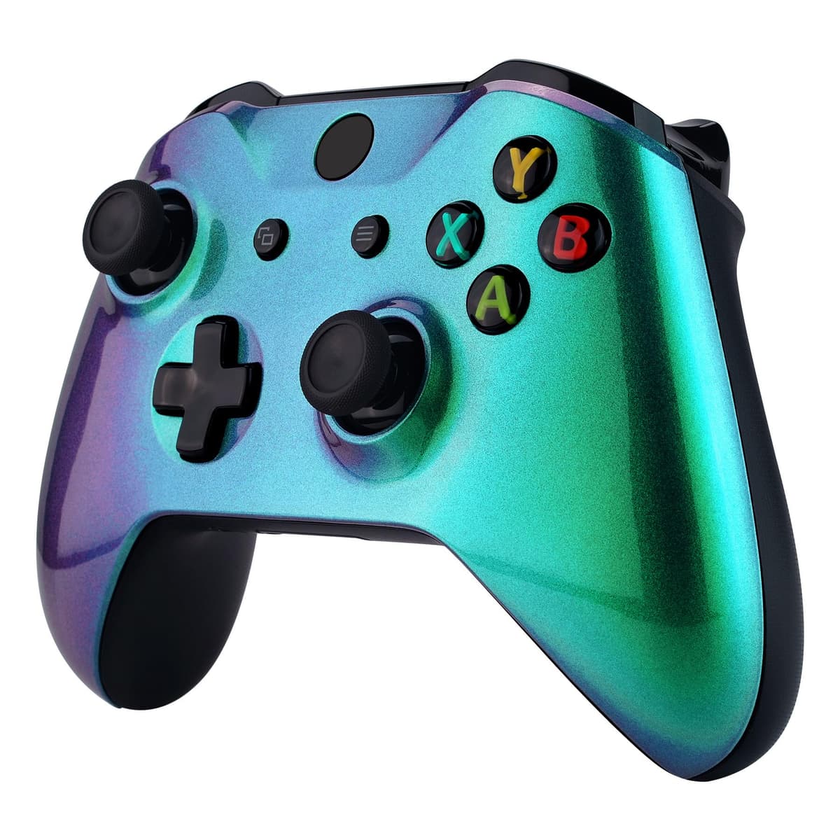 eXtremeRate Green and Purple Chameleon Faceplate Cover, Front Housing Shell Case Replacement Kit for Xbox One X & One S Controller (Model 1708) — view 4
