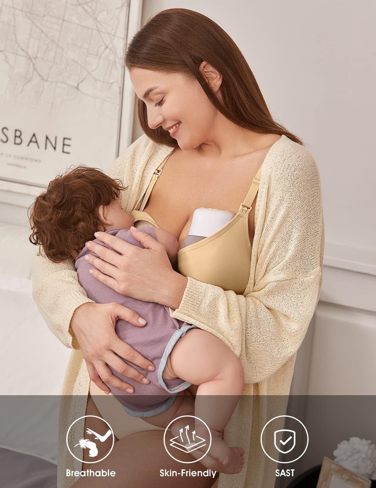 HOFISH 3PACK Full Bust Seamless Nursing Maternity Bras Bralette S-XXL with Extra Bra Extenders & Clips — view 3