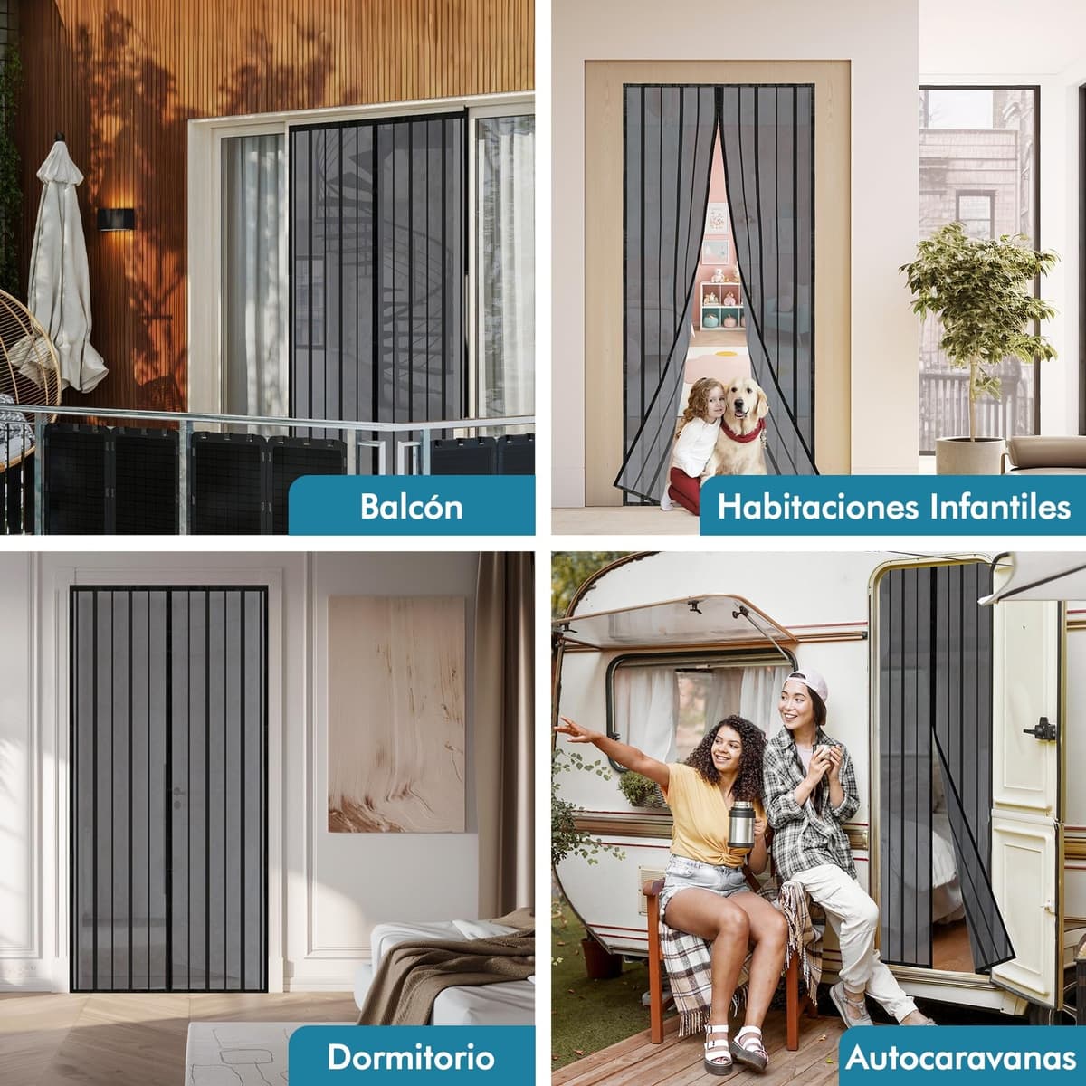 Sekey Cortina Magnética de Puerta a Prueba de Mosquito para Madera, Hierro, Metálicas, Balcón, RV - Cierre Magnético Automático, 80x210 cm, Negro — view 8