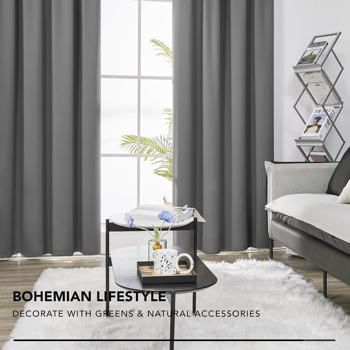 Deconovo Grey Blackout Curtains Thermal Super Soft Pencil Pleat Curtains Bedroom 46 x 54 Drop Inch Light Grey 2 Panels — view 5