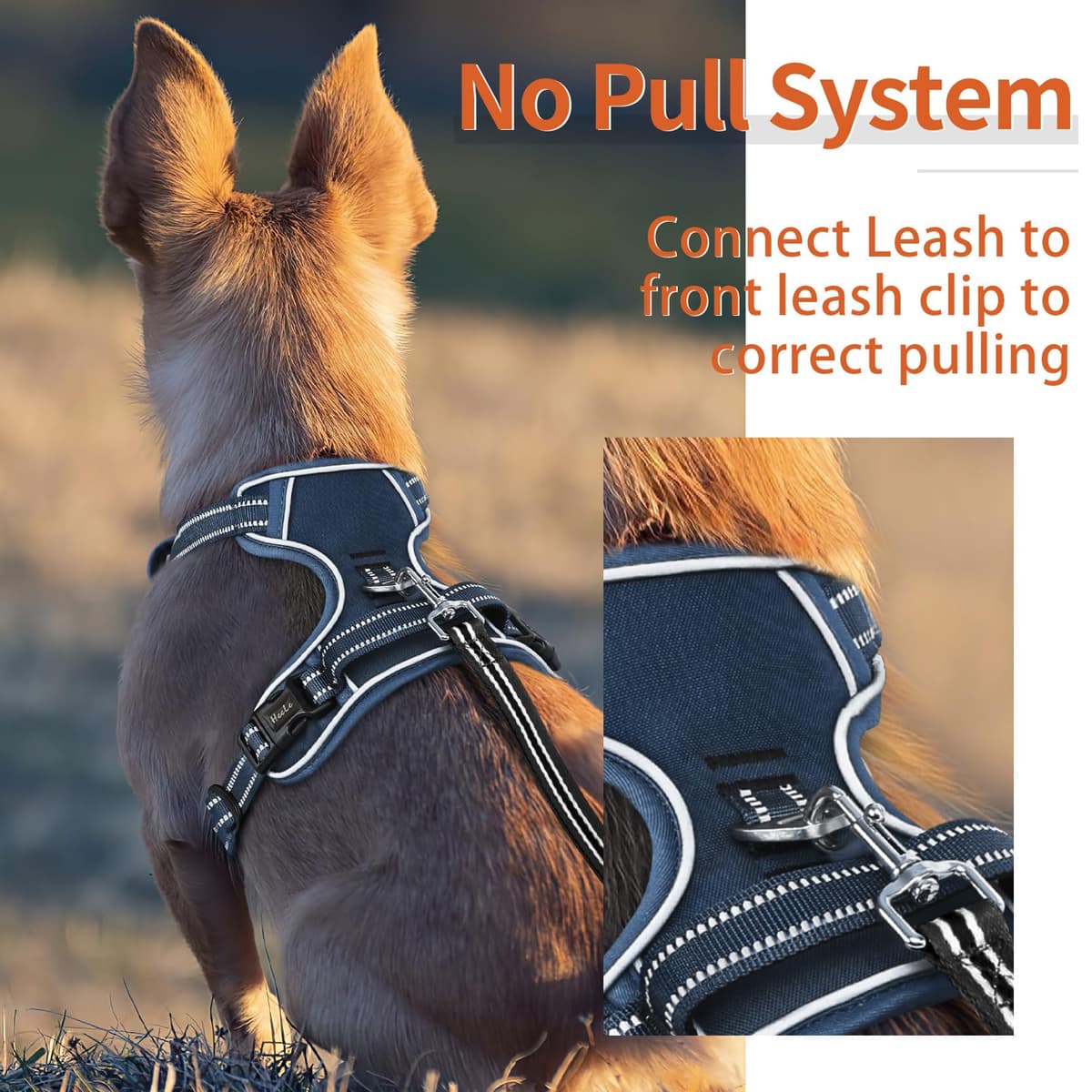 HEELE Dog Harness Medium No Pull Dog Vest Harness with Soft Handle Reflective Pet Harness for Outdoor Training Walking, Black, M — view 47