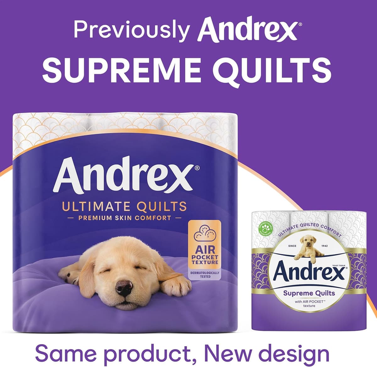 Andrex Ultimate Quilts Toilet Tissue 24 Standard Toilet Rolls, Air Pocket Technology for Soft, Thick Sheets (Previously Andrex Supreme Quilts Toilet Paper) - 24 Quilted Toilet Rolls x 1 Bulk Pack — view 3