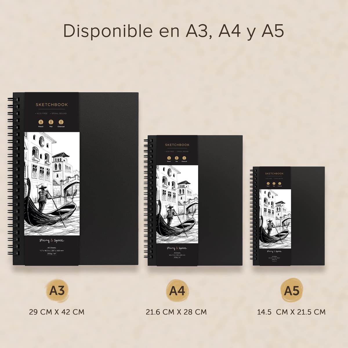 Cuaderno de Bocetos de Artista A4 - Tapa Dura, Papel muy Grueso de 200 gm2 - Encuadernado en Espiral para Niños, Profesionales, Dibujar y Hacer Bocetos - 21x29 cm, 40 hojas, 80 Páginas — view 9