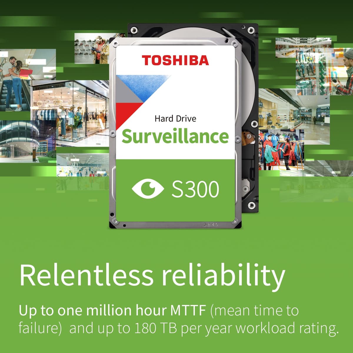 Toshiba 4TB S300 Surveillance HDD - 3.5' SATA Internal Hard Drive Supports up to 64 HD cameras at a 180TB/Year workload (HDWT720UZSVA) — view 4
