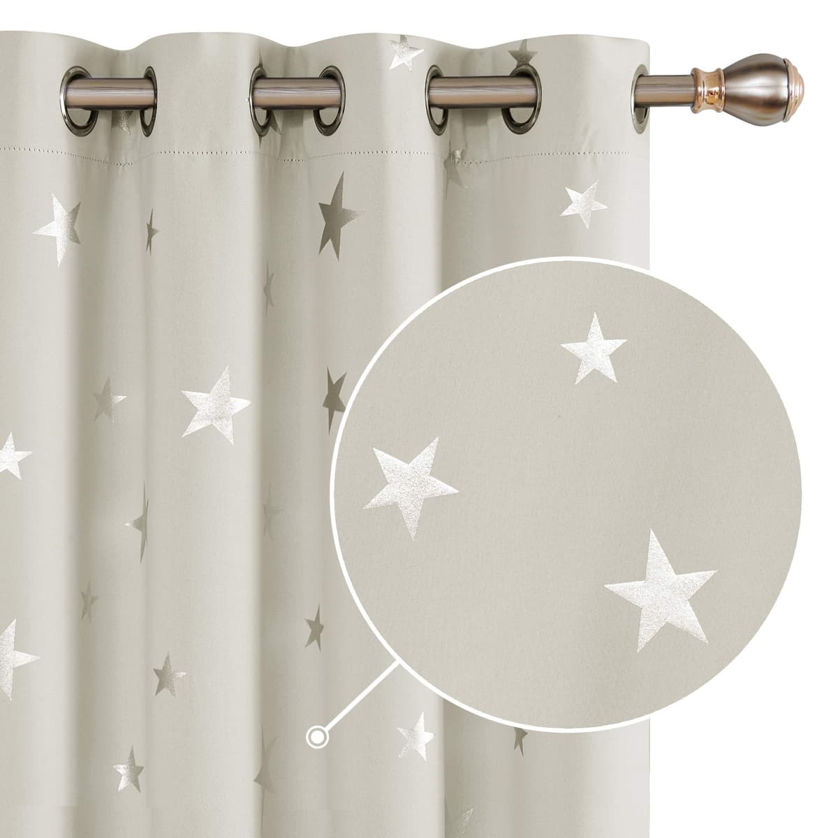 Deconovo Navy Blue Curtains for Living Room Super Soft Thermal Insulated Star Foil Printed Eyelet Blackout Curtains 46 x 54 Inch 2 Panels — view 38