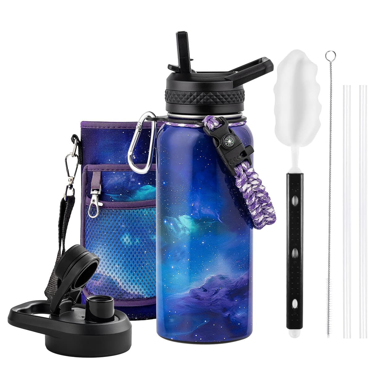 RAYMYLO One Gallon Water Bottle Insulated, Triple Walled Vacuum Stainless Steel (Cold for 48 Hrs), Leak Proof & Non-BPA, Large Water Flask Jug with Paracord Handle & Straw Spout Lids — view 37