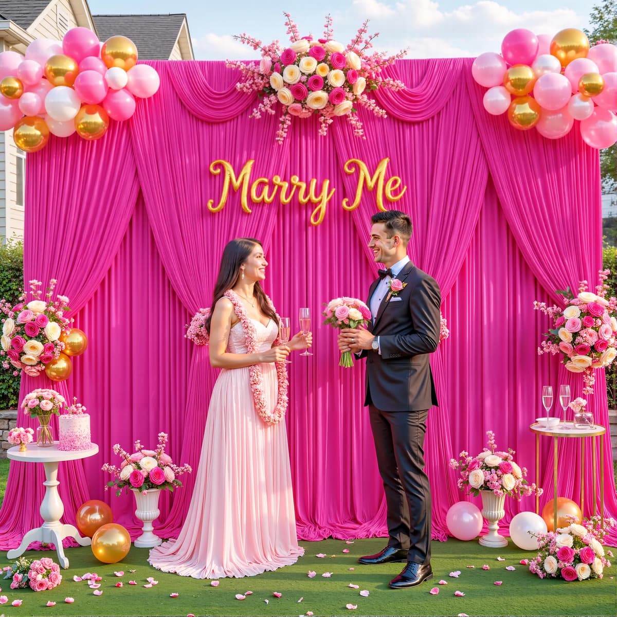 Suppromo 6 Panels Hot Pink Backdrop Curtain for Parties Fuchsia Wrinkle Free 30ft x 10ft Backdrop Drapes Panels for Baby Shower Birthday Photo Photography Fabric Background Decoration — view 3