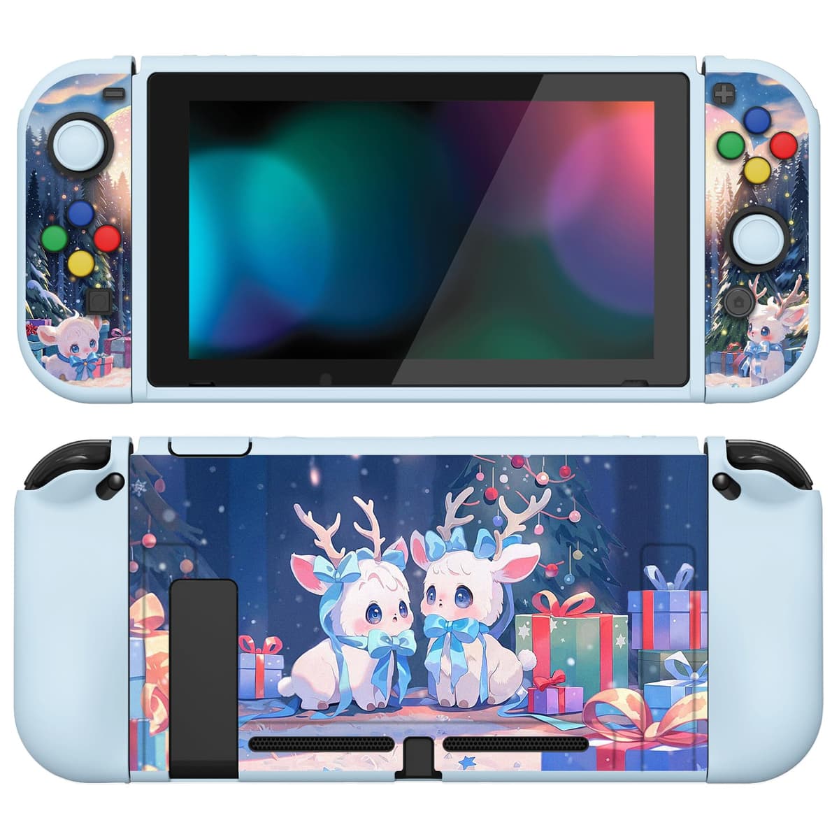 playvital ZealProtect Soft Protective Case for Nintendo Switch, Flexible Cover Protector for Switch with Screen Protector & Thumb Grip Caps & ABXY Direction Button Caps - Cherry Bunny & Cherry Bear — view 41
