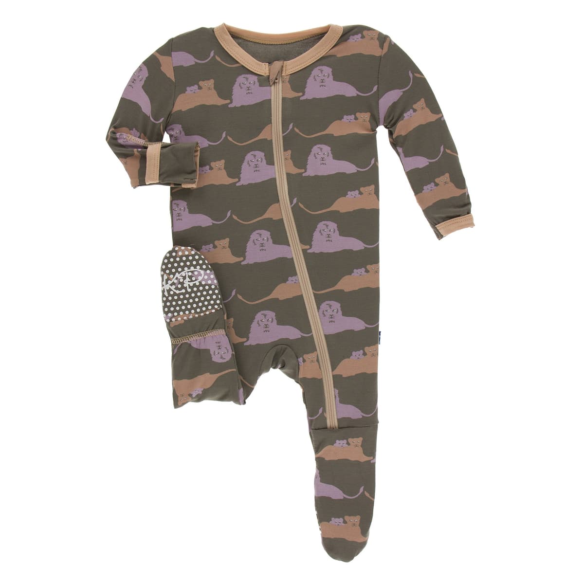 KicKee Pants Little Girls Basic Footie with Zipper - Lotus, 6-9 Months — view 14