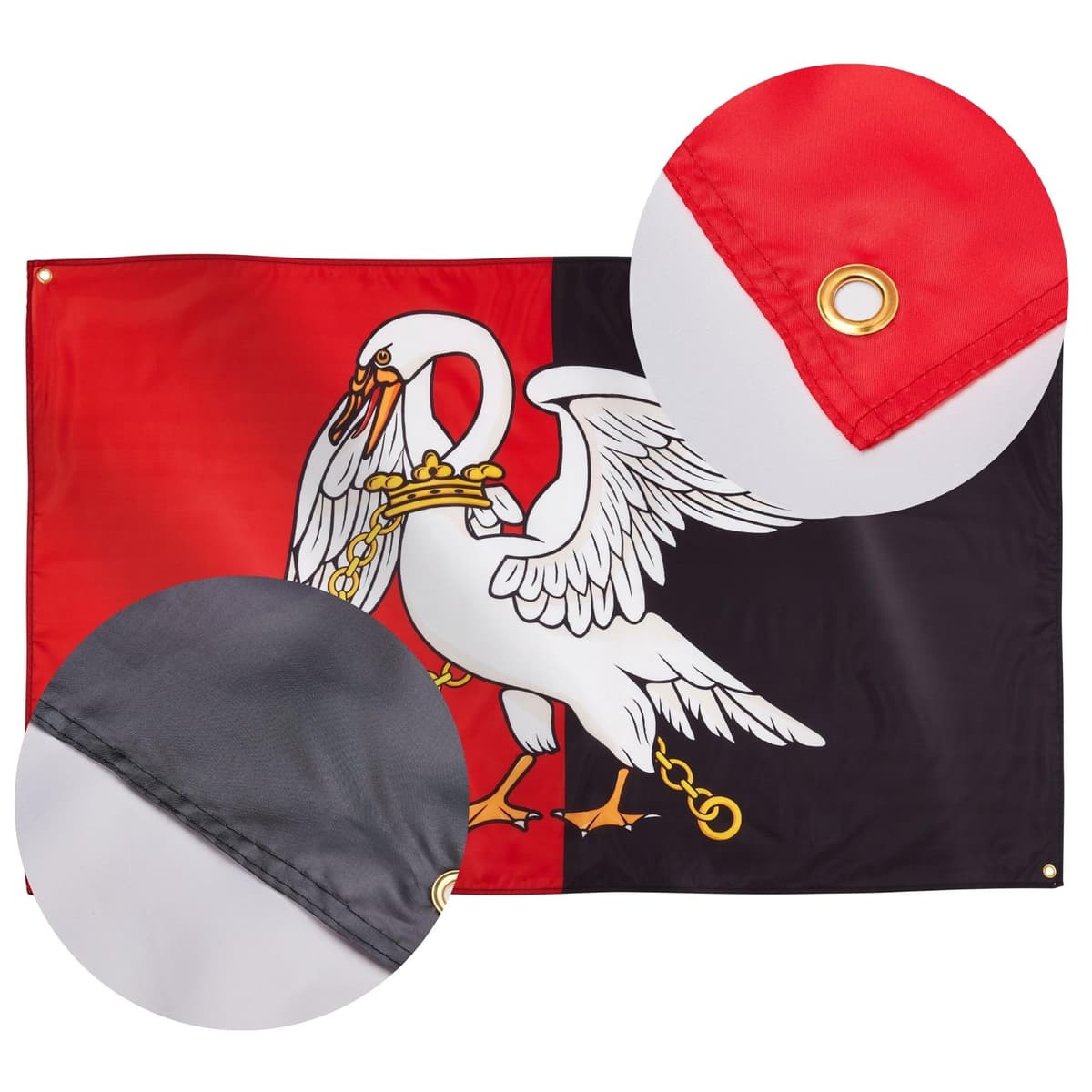 Runesol Cornwall Flag - 91x152cm, 3ft x 5ft, Cornish Flag, 4 Grommets, Eyelet in Every Corner, Premium Quality, Inside & Outside Use, Vivid Colours — view 1129