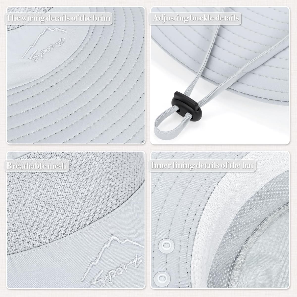 TAGVO Sombreros de Pesca para Hombre Mujer con Cubierta de Cuello Desmontable, Gorros de Pescador con Protección UPF 50+, Sombreros y Gorras de Sol Plegables para Cámping Excursionismo Caminando — view 4