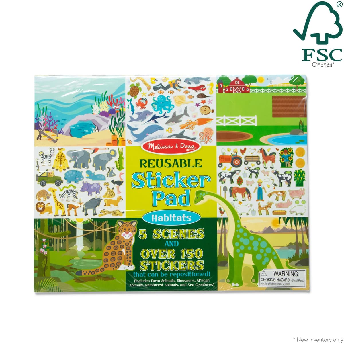 Melissa & Doug - Bloc de Pegatinas Infantiles Hábitats, Naturaleza - Libro Pegatinas Reutilizables: 150 Autoadhesivos, 5 Escenas, 6074872, Manualidades Niños, Regalo Niño 3 años + Stickers Infantiles — view 3
