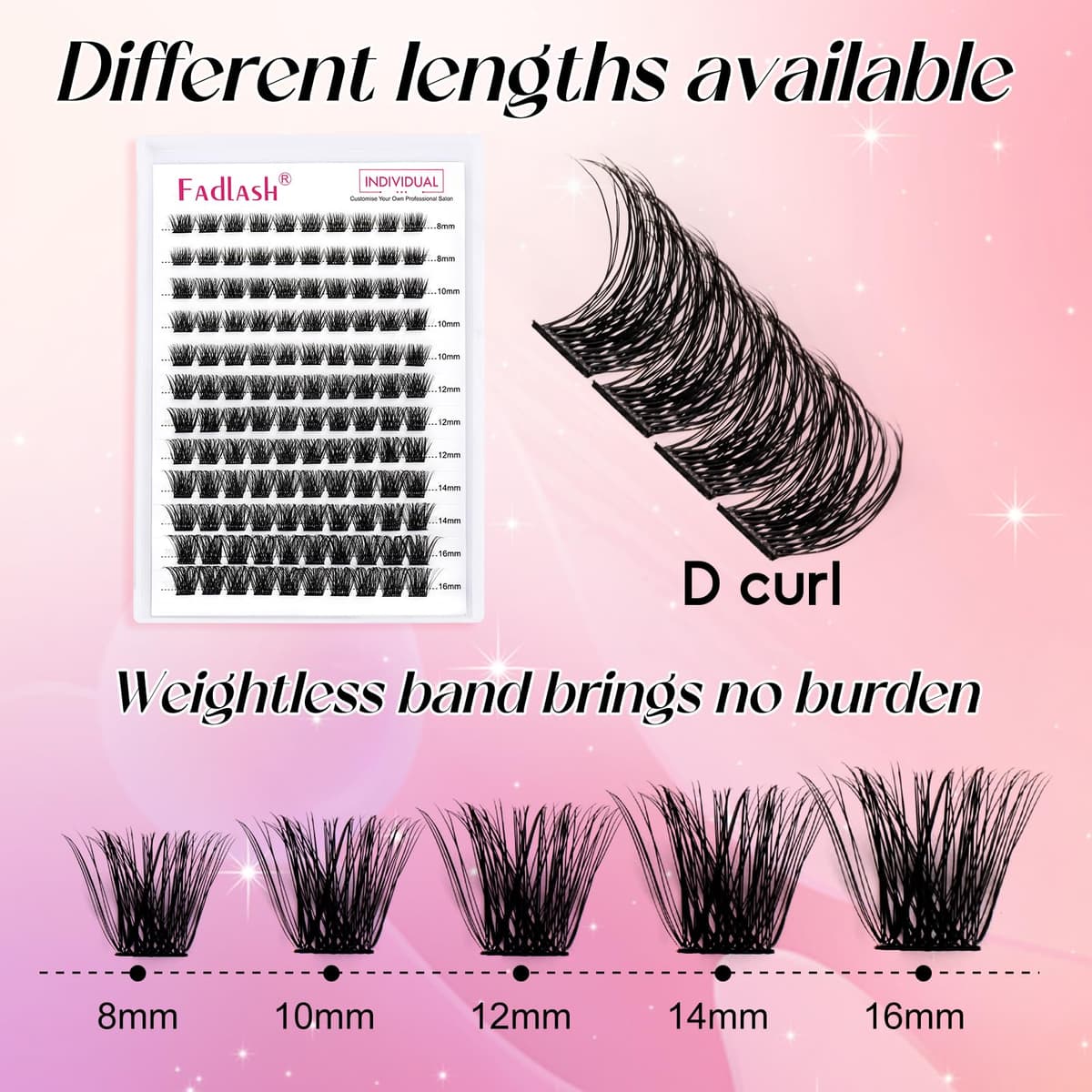 FADLASH Lash 120pcs 0.07mm D Curl 8-16mm 40D Mixed Trays Customizable DIY Eyelash Extensions for Beginners — view 4