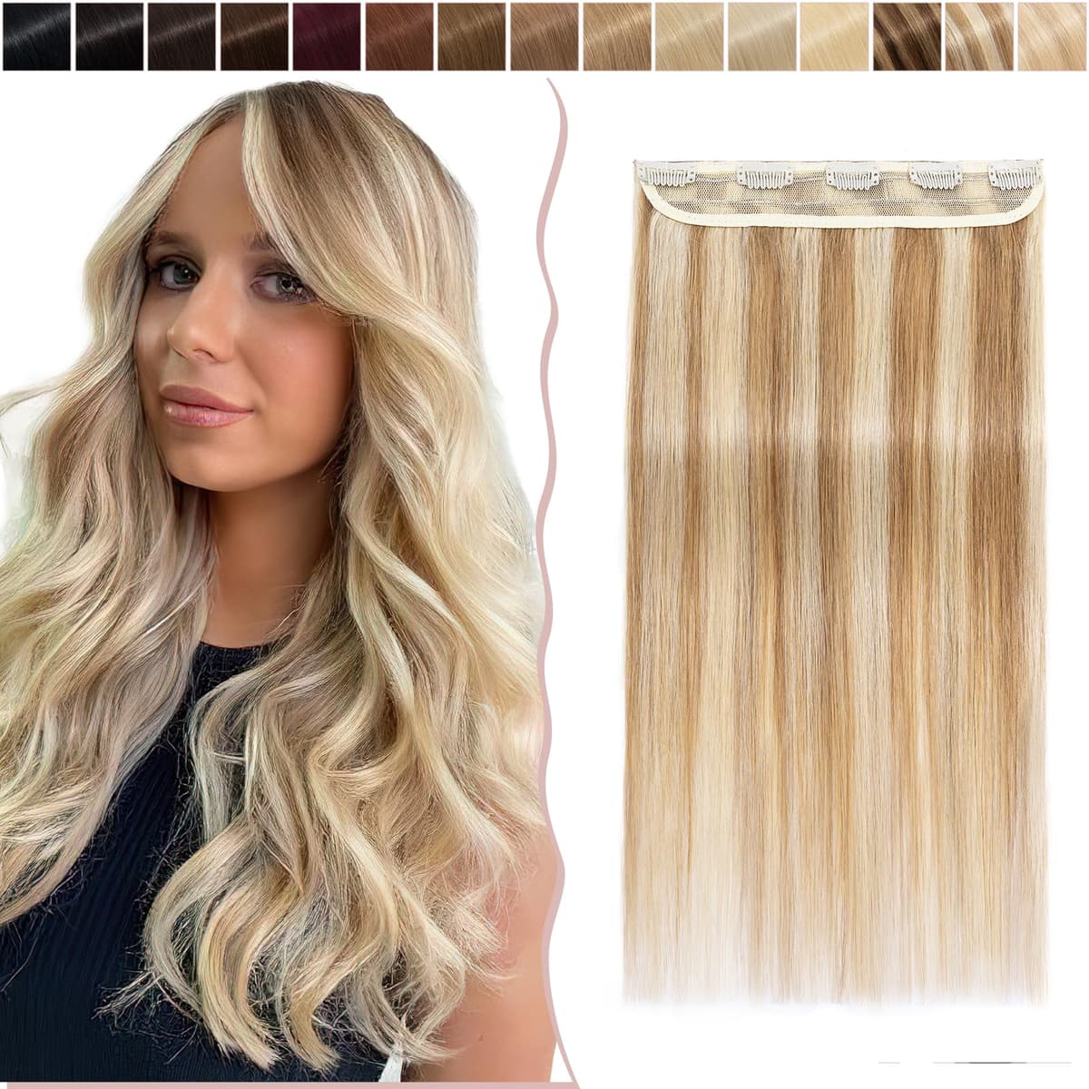 12 inch Clip in Hair Extension Human Hair One Piece 100% Real Remy [#2 Dark Brown] 3/4 Full Head Straight Hair Pieces for Women Invisible Short (40g) — view 20