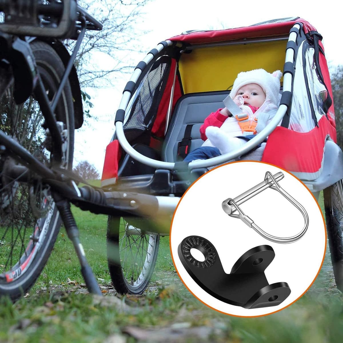 BSSOK 12.2MM Enganche Remolque Bicicleta, Acoplamiento Remolque Bicicleta para Remolque niño, Accesorios Adaptador Remolque Bicicleta Carga y Mascotas Compatible con Enganche Remolque Burley — view 5
