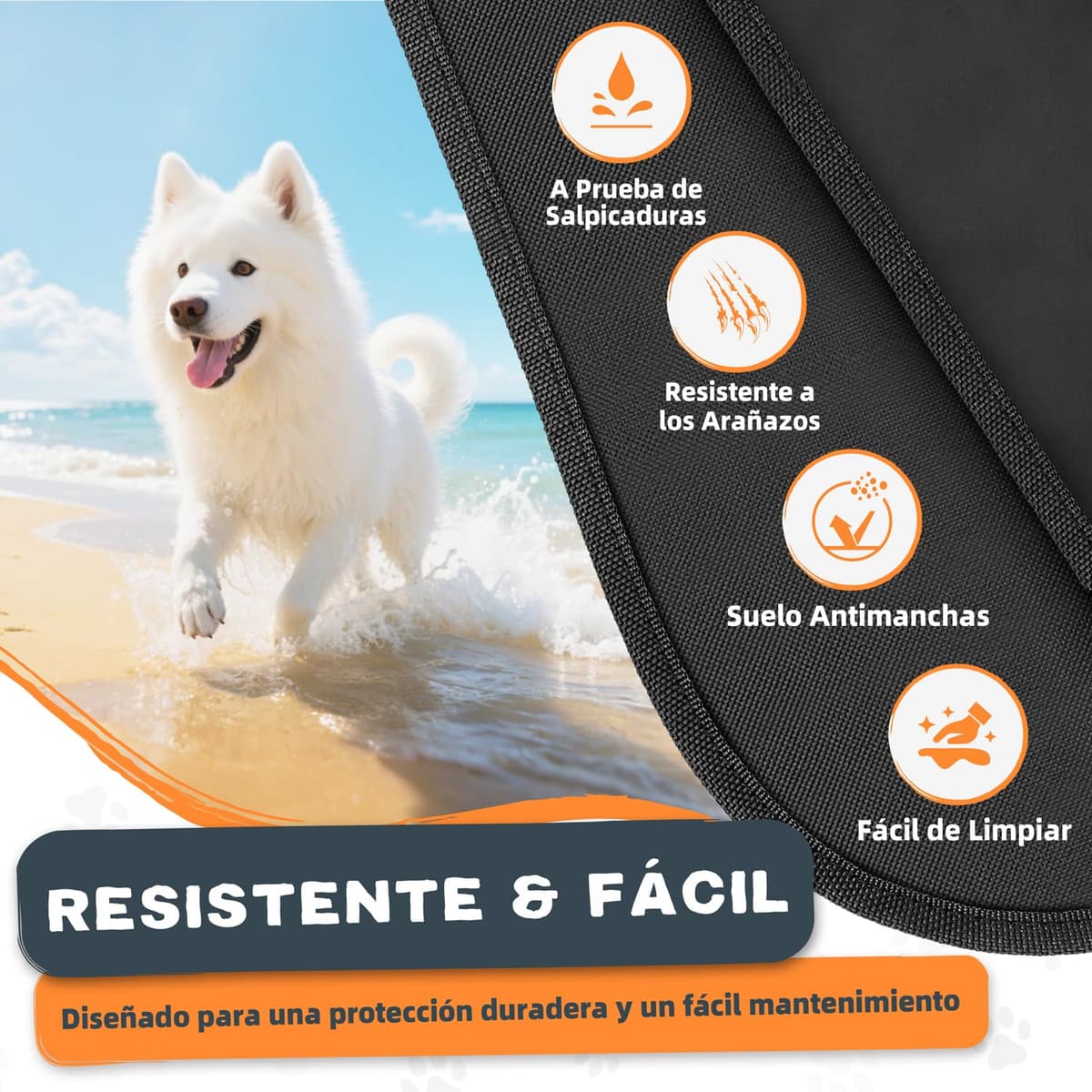 Funda Maletero Coche Perros Universal, Protector Antideslizante y Impermeable, con Protección Lateral, Cubierta Coche Antiarañazos Lavable para SUV Camión Sedán, Negro(Ligero) — view 3