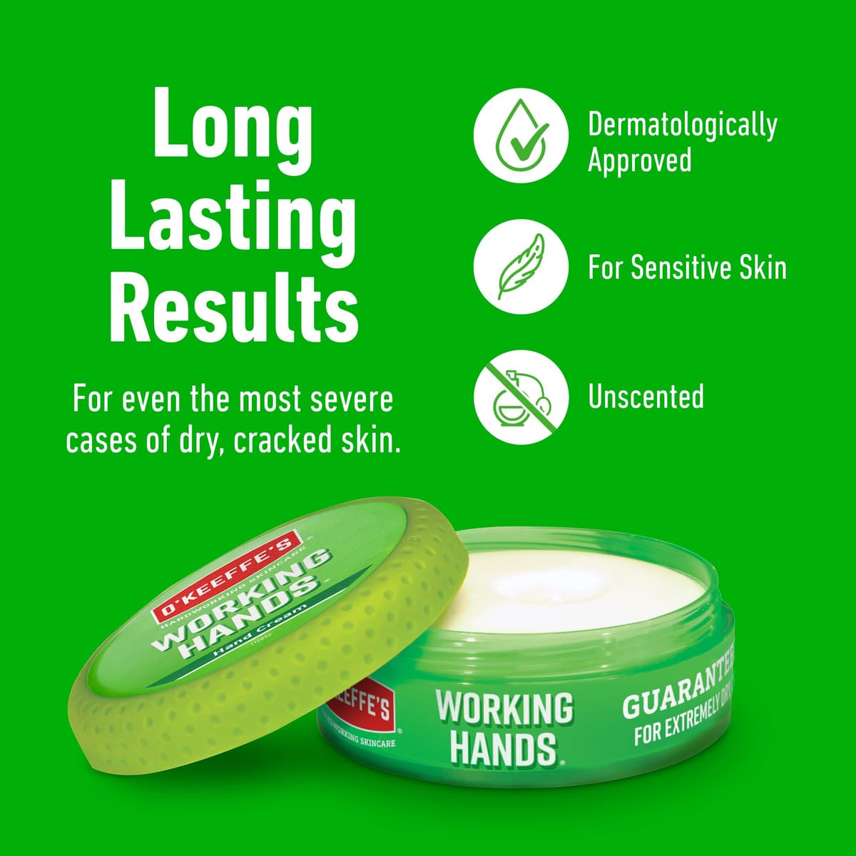O’Keeffe’s Working Hands, 96g Jar - Hand Cream for Extremely Dry, Cracked Hands | Instantly Boosts Moisture Levels, Creates a Protective Layer & Prevents Moisture Loss — view 3