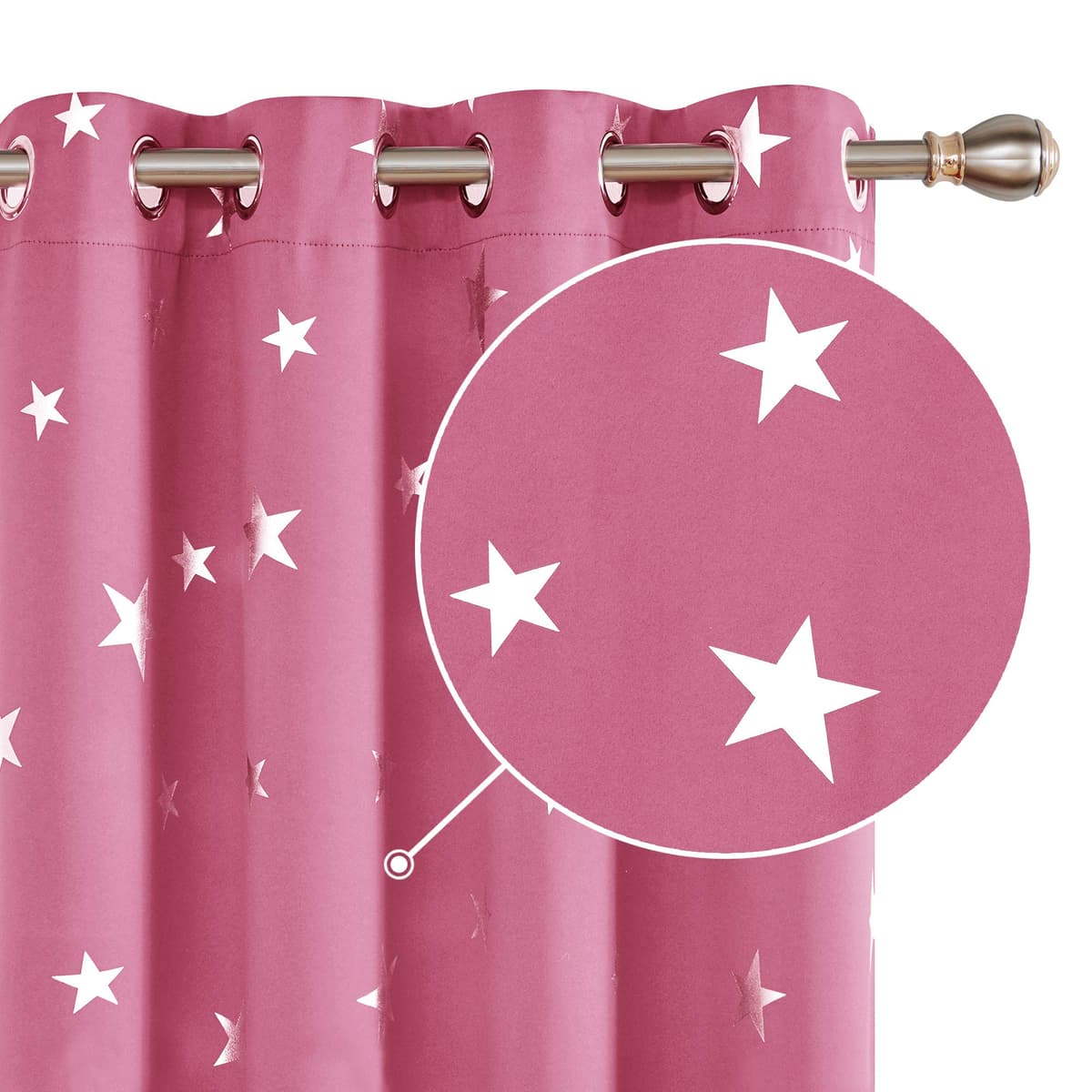 Deconovo Navy Blue Curtains for Living Room Super Soft Thermal Insulated Star Foil Printed Eyelet Blackout Curtains 46 x 54 Inch 2 Panels — view 44