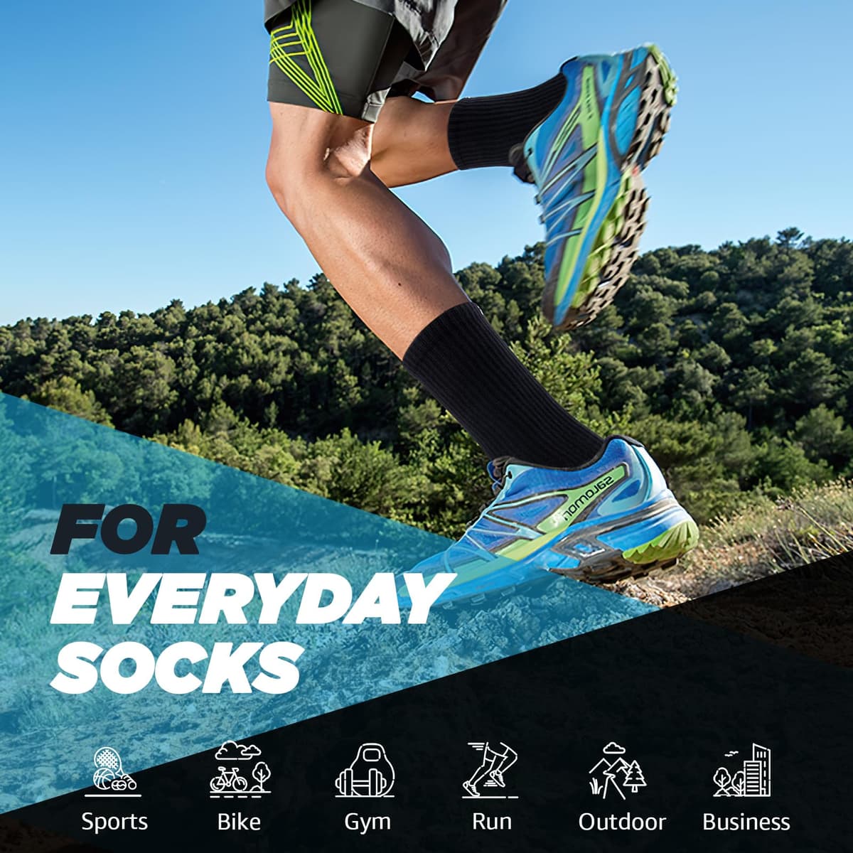 TANSTC Mens Socks Wicking Breathable Cushion Comfortable Casual Crew Socks Outdoor Multipack Performance Hiking Trekking Walking Athletic Socks 6 Pairs — view 5