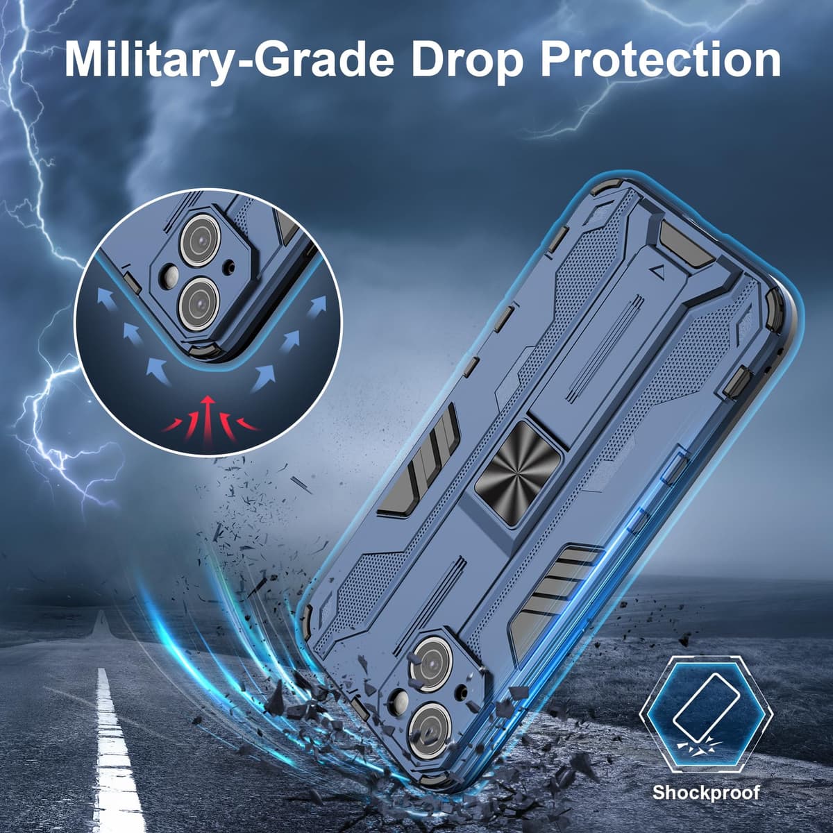 Funda para CMF Phone 2 Pro, Carcasa Antigolpes con Soporte anular metálico, Case Protectora de Grado Militar, Negro — view 421