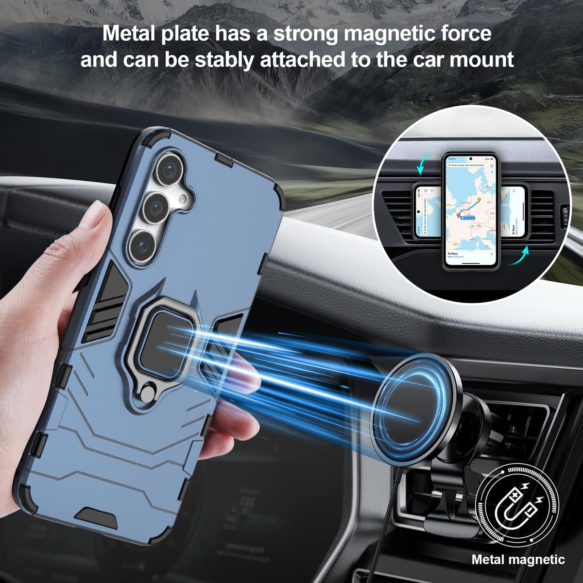 Funda para CMF Phone 2 Pro, Carcasa Antigolpes con Soporte anular metálico, Case Protectora de Grado Militar, Negro — view 1641