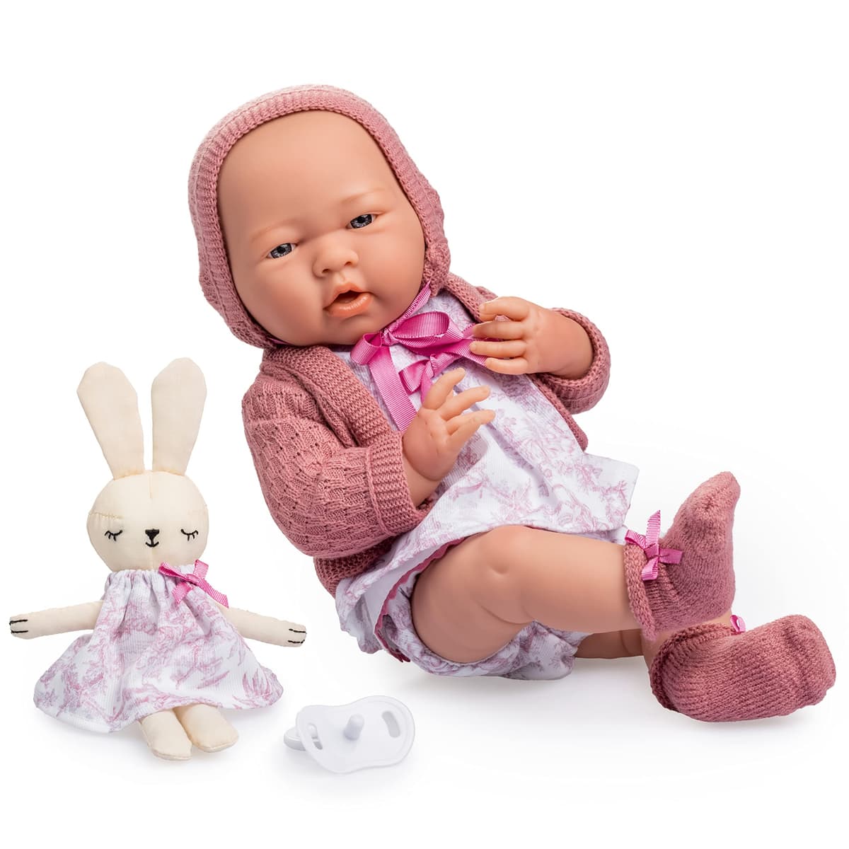 JC TOYS- Muñeca La Newborn recién Nacida de 38 cm es de Vinilo Suave, Ropa de algodón Calado y Accesorios, niña, Rosa, diseñado en España por Berenguer, 2 años — view 9