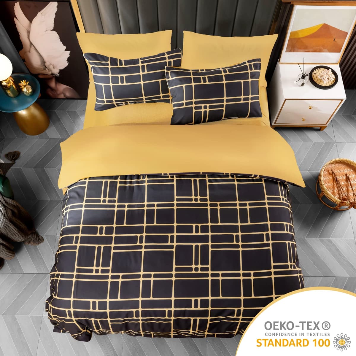 Pamposh 3 Pcs Single Duvet Cover Set with Matching Black Single Fitted Sheet 40 cm Extra Deep Pocket - UltraSoft Breathable Premium Microfibre Reversible Quilt Cover Bedding Set For All Seasons — view 5
