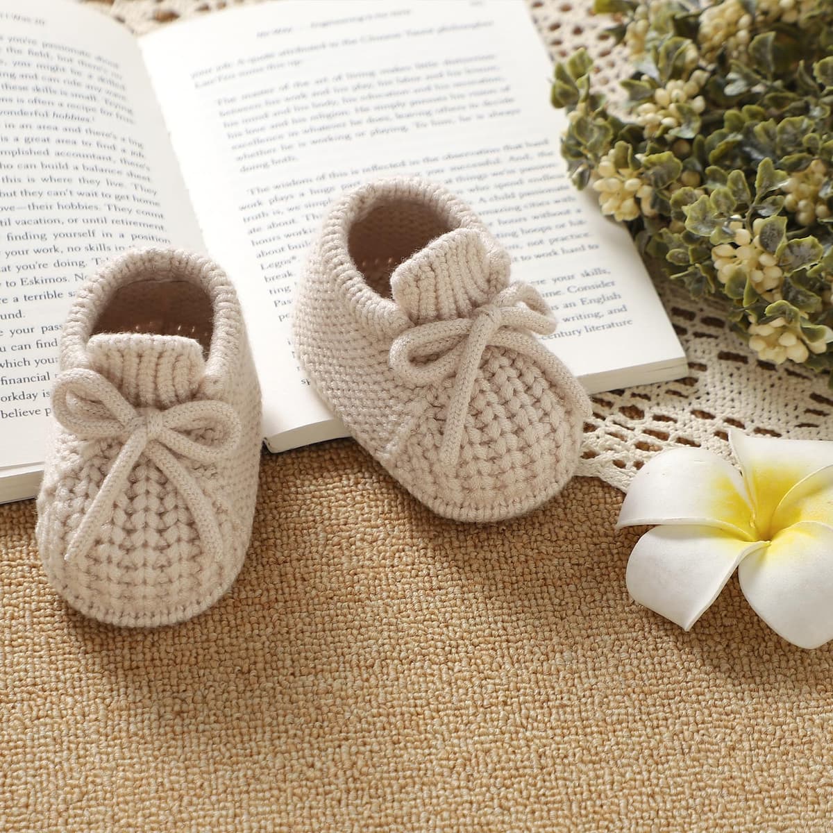 DovFanny Baby Booties Newborn Baby First Shoes Cozy Warm Knit Soft Booties for Toddler Infant Boy Girl — view 7