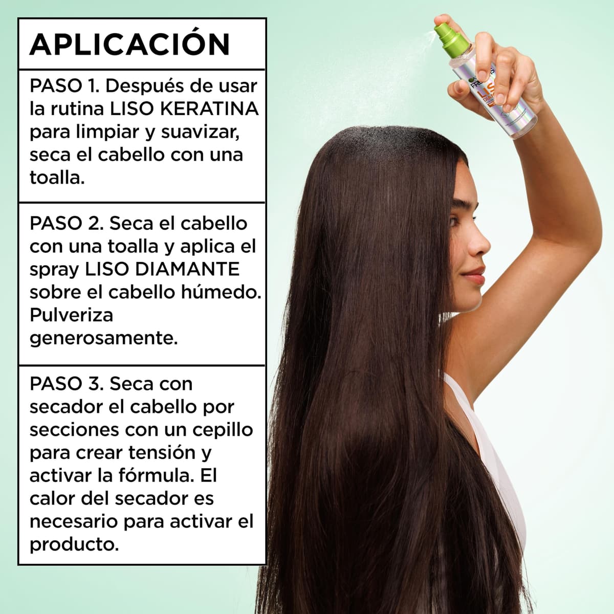 Garnier Fructis Diamond Smooth Spray, Shine and Smoothness, 100H Intense Shine, Smooth without Frizz, Light Feel, Thermal Protection, 150 ml — view 6