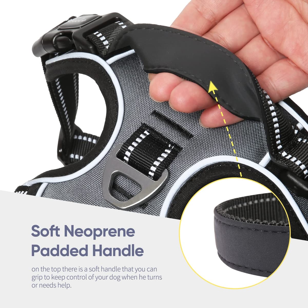 HEELE Dog Harness Medium No Pull Dog Vest Harness with Soft Handle Reflective Pet Harness for Outdoor Training Walking, Black, M — view 28