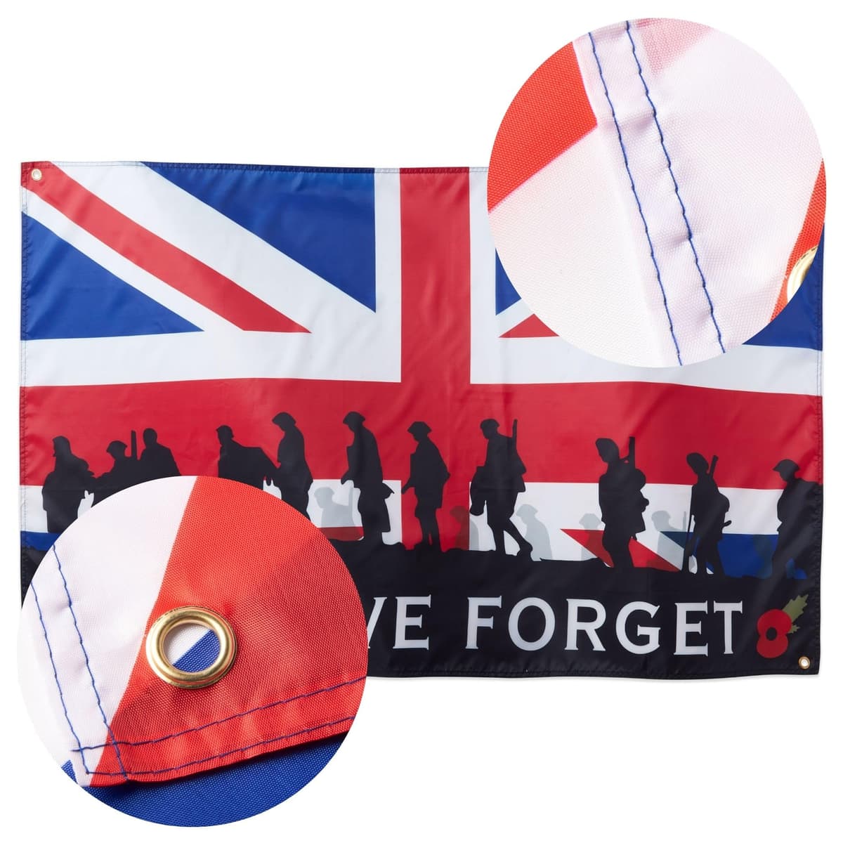 Runesol Lest We Forget, Premium Remembrance Poppy Day Flag - 3ft x 5ft, 4 Grommets, Indoors/Outdoors — view 5