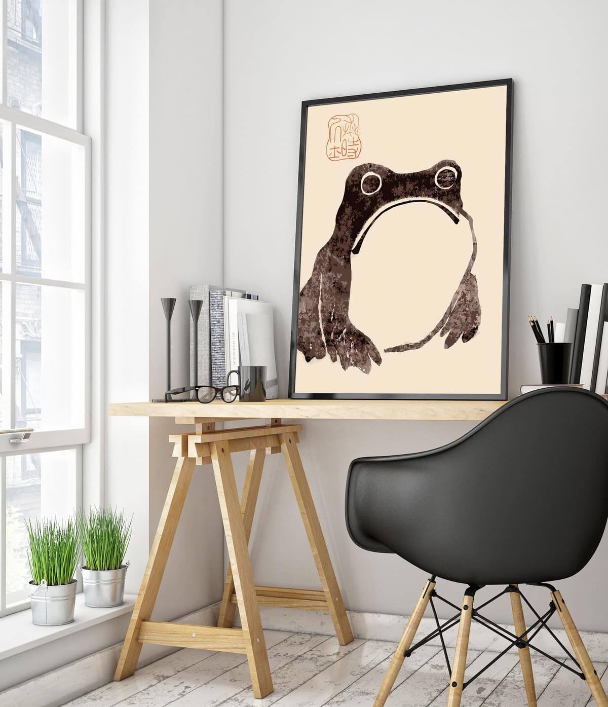 Matsumoto Hoji Sad Frog Poster, Japansese Art Woodblock Ukiyo-e Print, Framed Japanese Wall Art, Archival Matte, A4 (Print Only) - 29.7x21cm — view 2