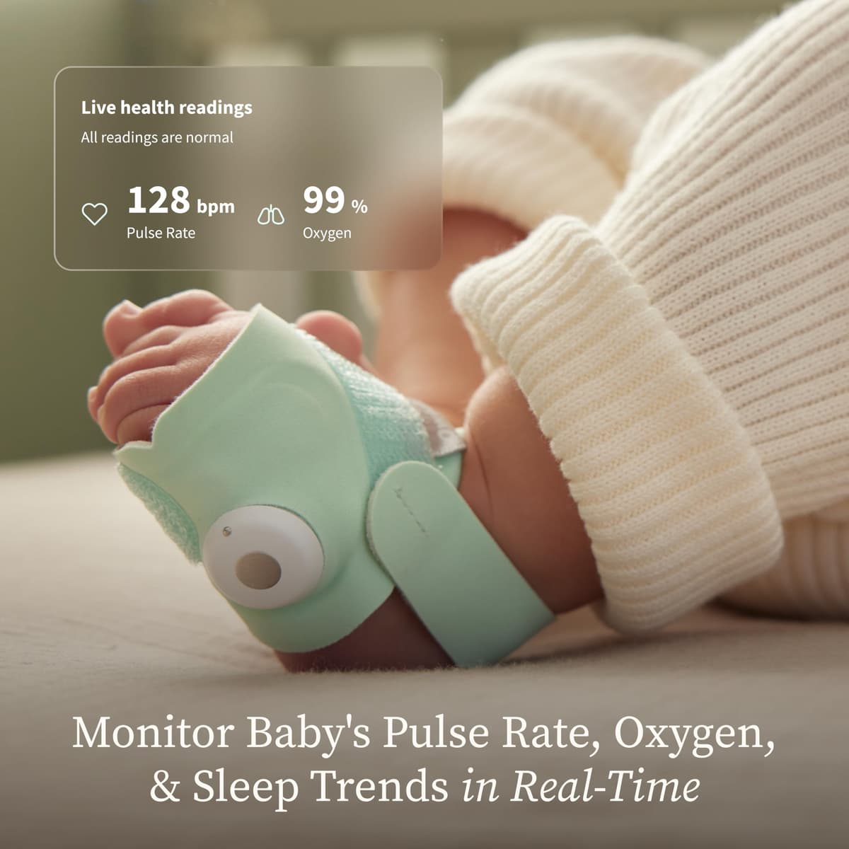 Owlet Dream Sock® - Smart Baby Monitor - Track Live Pulse (Heart) Rate, Oxygen in Infants | Bedtime Blue — view 2