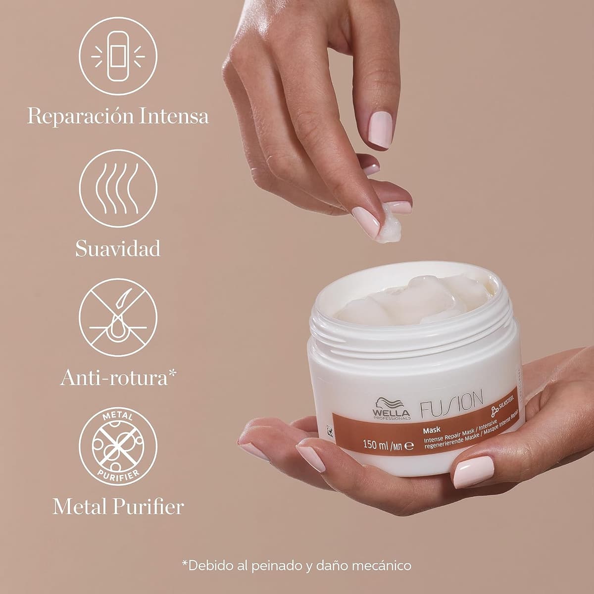 Wella Professionals FUSION Mascarilla Capilar de Reparación Intensa - Tratamiento Hidratante para Cabello Seco y Dañado -Brillo y anti roturas — view 4