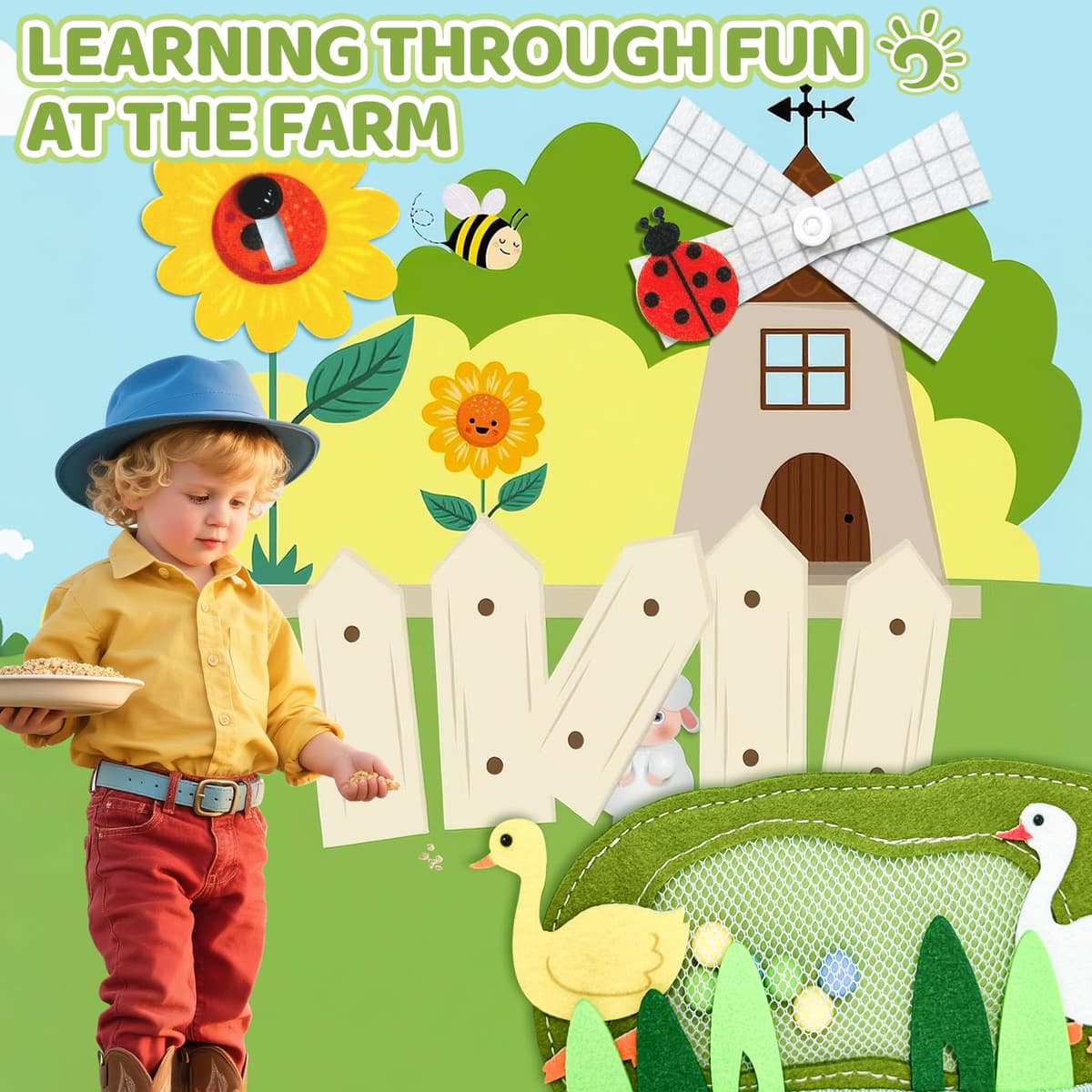 Busy Board, Juguetes Niños 2 Año, Juguetes Montessori 2 Años, Animales Granja Busy Board, Montessori 3 Año, Juegos Educativos 2 Años, Libro Montessori, Regalo Niños Niñas 3 Años — view 3