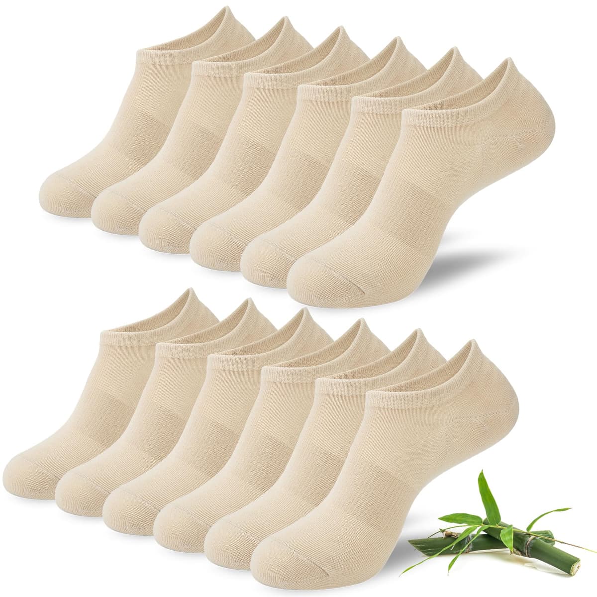 Niofind Bamboo Trainer Socks for Womens and Mens, No Show Ankle Socks Low Cut Invisible Non Slip Liner Socks Multipack Casual Footies for Sneaker Loafers and Boat Shoes — view 11